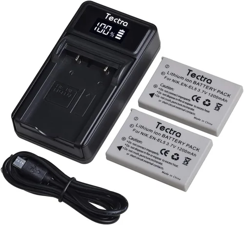 Tectra 2 baterías EN-EL5 y cargador LED para cámaras Nikon Coolpix P530, P520, P510, P100, P500, P5100, P5000, P6000, P90, P80