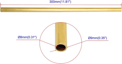Miniatura 2 de Tubo redondo de latón de cobre de 0.315 in / 8/25 pulgadas x diámetro exterior 0.354 in / 7/20 pulgadas de diámetro exterior tubo de cobre hueco
