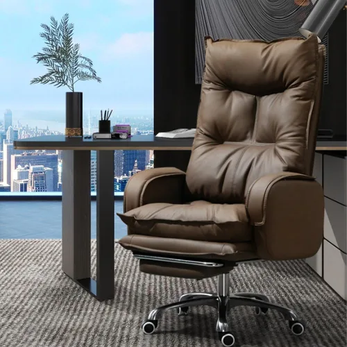 Miniatura 4 de Silla de piel sintética grande y alta ergonómica, reclinable, reposapiés para juegos, altura ajustable, respaldo alto, estación de trabajo, silla