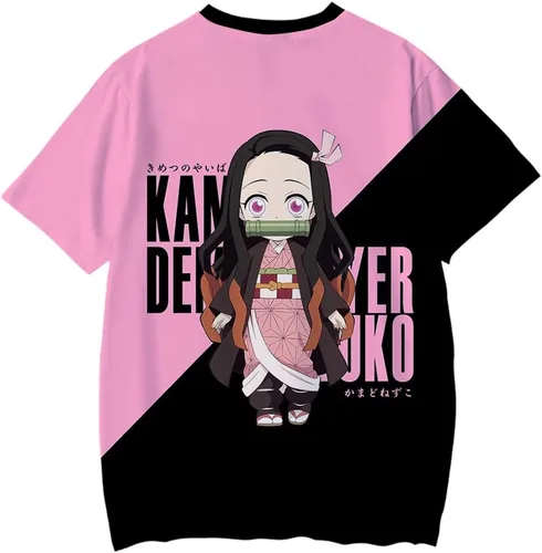 Miniatura 2 de Camiseta Demon para mujeres y hombres, colección de anime, camiseta unisex Kawaii 3D impresión suave, llavero gratis