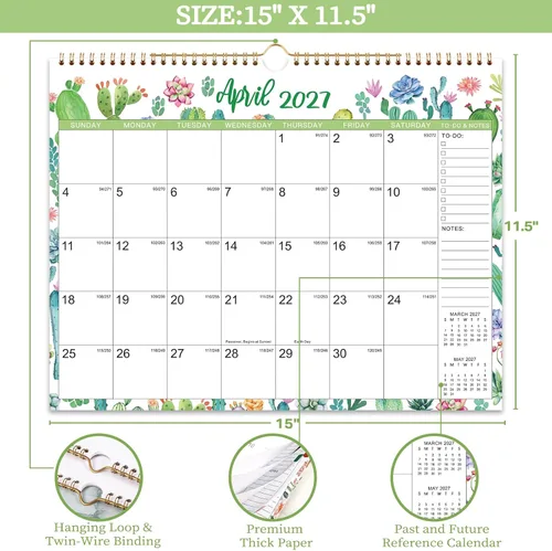 Miniatura 4 de Calendario 2026-2027 – Calendario de pared 2026-2027, calendario de pared de 18 meses, julio 2026 a diciembre 2027, 15 x 11.5 pulgadas