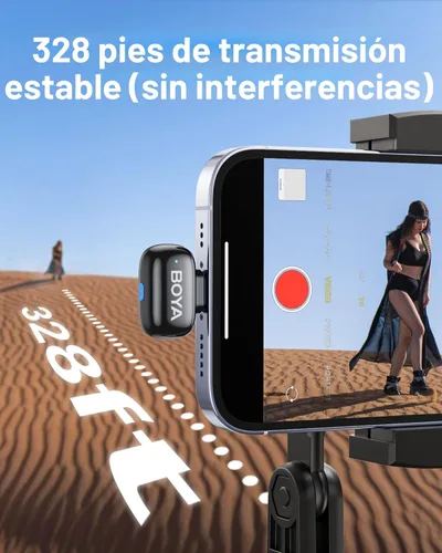 Miniatura 9 de BOYA Mini 2 Micrófono inalámbrico Lavalier para iPhone 15-17/Android, cancelación de ruido, control de aplicaciones, 48 kHz/24 bits, mini micrófono
