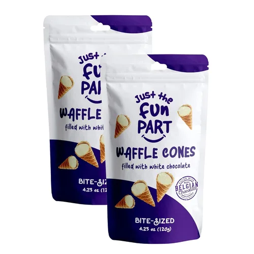 Miniatura 11 de Just The Fun Part Mini conos de gofre crujiente de tamaño bocado Rellenos con chocolate belga premium Excelentes para bocadillos, postres