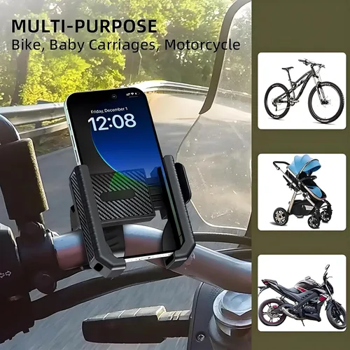Miniatura 2 de Soporte para teléfono de bicicleta, abrazadera para manillar de motocicleta con liberación con una sola mano y bloqueo rápido, rotación de 360