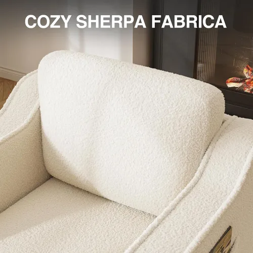 Miniatura 5 de FiveWillowise Silla giratoria decorativa para sala de estar, sillón tapizado de 30 pulgadas en barril, cómodo sillón moderno individual para Marrón