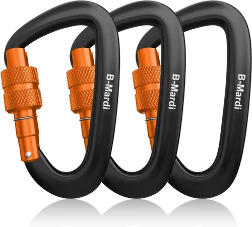 Clips de mosquetón B-Mardi de alta resistencia 12kN (2697 lbs) - Mosquetones con bloqueo livianos para camping, senderismo, hamaca, correas y arnés