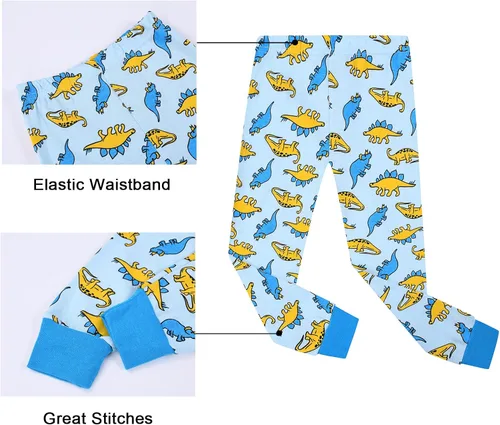 Miniatura 7 de Benaive Pijama para niños, pijama de algodón para niño, conjunto de pantalones de 4 piezas para niños