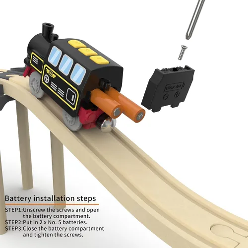 Miniatura 2 de Locomotora de vapor tren eléctrico a pilas para juguetes de pista de madera para niños pequeños y niños de 3 a 7 años, compatible con todas