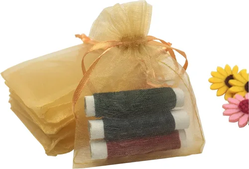 Miniatura 5 de Bolsas de regalo de organza con cordón, para recuerdos de boda, dulces, 100 unidades de 10 x 15 cm