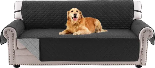 PrinceDeco Funda de sofá para perros, lavable y reversible, apta para mascotas, resistente al agua, protector de muebles con correas elásticas (sofá