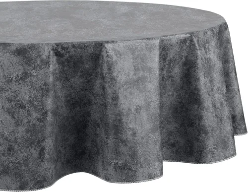 Elrene Home Fashions Mesa Marble - Mantel de vinilo resistente al agua y a las manchas con reverso de franela, 60 pulgadas x 84 pulgadas, ovalado,