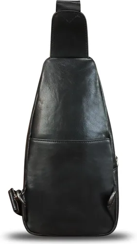 Miniatura 3 de LRTO Bolso bandolera de cuero genuino para hombres y mujeres, bolso cruzado de hombro de cuero real, bolsa de pecho, mochila