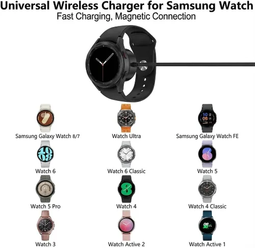Miniatura 7 de Cargador rápido magnético para Samsung Galaxy Watch 8/Ultra/7/6/5/4/Active 2 (adaptador de pared y cable de 3.3 pies incluido), base de repuesto
