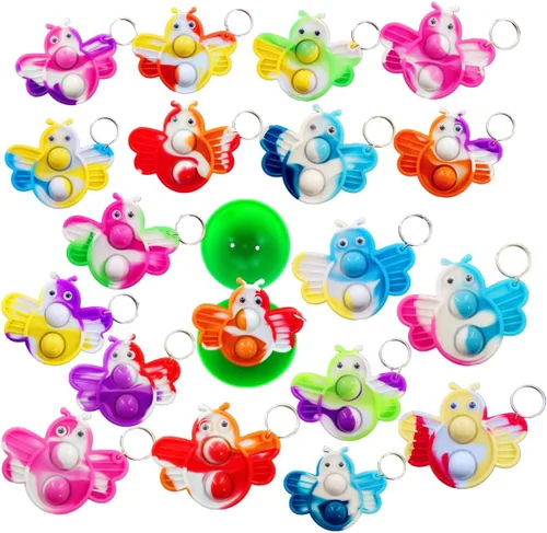 (No contiene huevo) 30 paquetes de mochila de abeja pequeña a granel llavero mini pop Fidget regalos de fiesta de cumpleaños, premio de burbuja para
