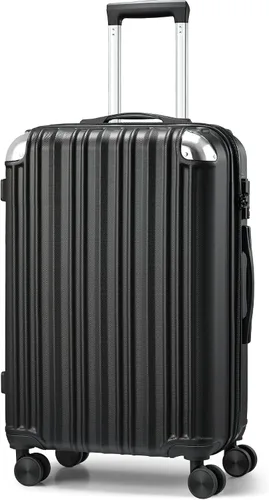 SunnyTour Juego de equipaje expandible con ruedas giratorias dobles, juego de maleta dura de 3 piezas para viajes cortos y viajes largos, Negro -,