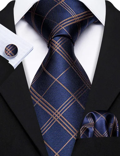 Miniatura 192 de Barry.Wang Juego de corbatas para hombre, corbata de seda a rayas, tejido a cuadros, gemelos formales, negocios, boda