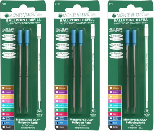 Miniatura 31 de Monteverde Recambios de bolígrafo suave USA para adaptarse a bolígrafos cruzados, punta media, tinta morada, paquete de 2 – Rendimiento de escritura