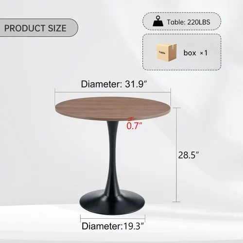 Miniatura 2 de Mesa de comedor redonda para espacios pequeños, mesas de tulipanes de 32 pulgadas con base de pedestal de metal, mesa de bistró para 2/3/4 personas