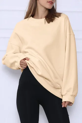 Miniatura 3 de EFAN Sudaderas de forro polar de gran tamaño para mujer manga larga cuello redondo sudadera casual con capucha
