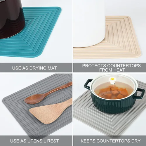 Miniatura 7 de Salvamanteles de silicona para ollas calientes y sartenes, salvamanteles para platos calientes, tapete resistente al calor para encimeras, tapete