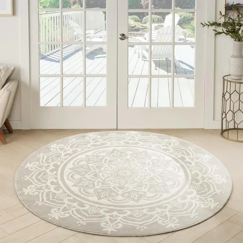 Miniatura 9 de Carvapet Alfombra redonda de 3 pies, alfombra circular con estampado de mandala, antideslizante, lavable, suave para entrada, baño, guardería
