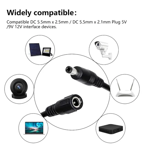 Miniatura 4 de DC 0.217 in x 0.098 in macho a 0.217 in x 0.083 in hembra Plug Jack Cable de alimentación de extensión para cámara de seguridad, CCTV (2m/6.56ft)