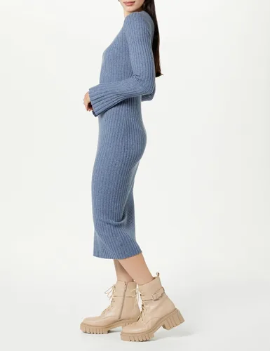 Miniatura 4 de The Drop Vestido tipo suéter acanalado con mangas acampanadas Fernanda para mujer