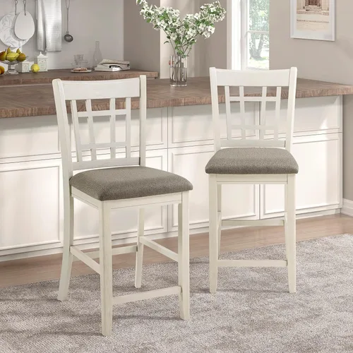 Lexicon Dante Silla de Altura de Mostrador (Juego de 2), Silla de Isla de Cocina con Marco de Madera con Asiento de Tela Tapizada y Diseño de