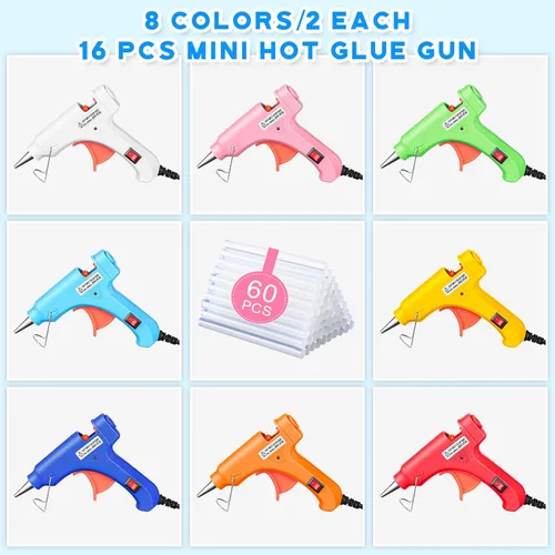 Miniatura 5 de Zhengmy Mini pistola de pegamento caliente de 16 piezas con 40 varillas, manualidades, pistolas de pegamento caliente, kit de reparaciones de alta