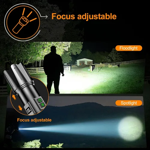 Miniatura 2 de Linterna súper brillante de alto lúmenes 100000 recargable, potente LED de 50 W, larga duración de 30 horas, Daul Bottons 10 modos con luz lateral