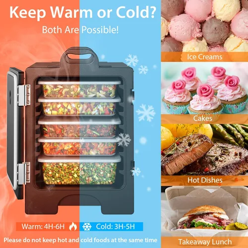 Miniatura 2 de COSTWAY Calentadores de alimentos para catering, cajas calientes para 5 sartenes de tamaño completo, capacidad de 81 cuartos de galón, diseño Negro