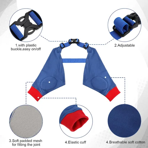 Miniatura 5 de Oudain 2 pares de protectores de codo de perro con banda elástica, suave acolchado ajustable para perritos pequeños, medianos y grandes, 2