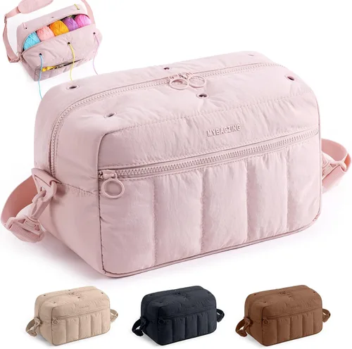 Miniatura 11 de MYBAGZING Organizador Pequeño de Bolsa de Crochet - Bolsa de Tejer - Organizador de Almacenamiento de Hilo - Bolsa de Hilo para Crochet - Soporte