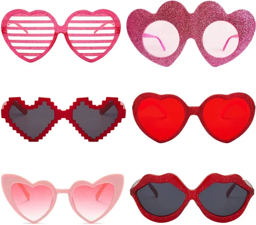 Miniatura 2 de JAKADYUKS Gafas para el día de San Valentín, regalos de fiesta, 6 lentes en forma de corazón, accesorios para cabina de fotos, regalos de boda