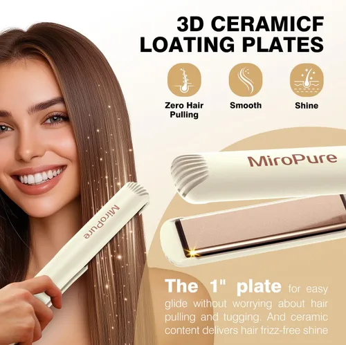 Miniatura 4 de MiroPure Plancha de 1 pulgada, Alisador de pelo con calentamiento rápido de 30S y apagado automático de 60 minutos, Alisador y rizador de pelo 2