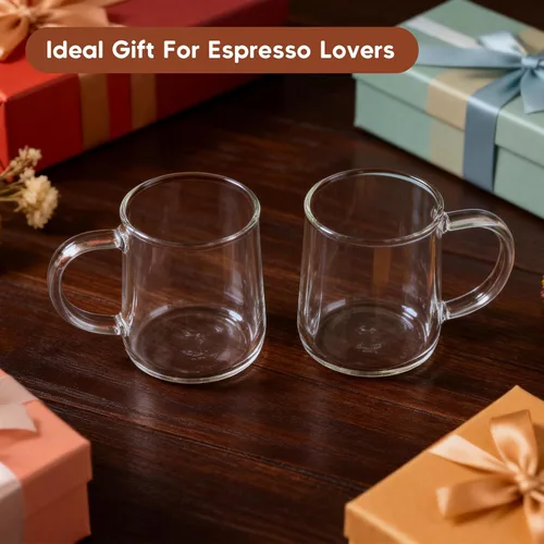 Miniatura 6 de Juego de 2 Tazas de Café Espresso de Vidrio, Tazas de Espresso de 3 oz Transparentes con Asa, Mini Tazas de Café, Vasos de Café, Tazas de Demitasse