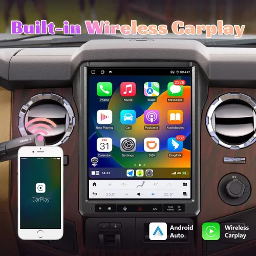 Miniatura 3 de Abdroid 13 Radio de coche para Ford F250 F350 2013 2014 Tesla estilo 14.4 pulgadas pantalla táctil Android Auto navegación GPS 128 GB reproductor