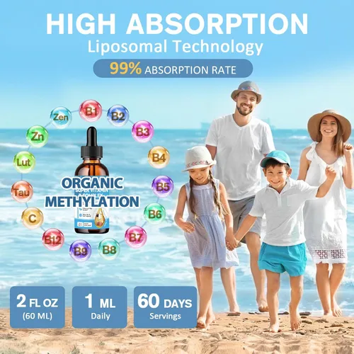 Miniatura 7 de 15 en 1 complejo de vitamina B liposomal Pro sin azúcar, gotas de complejo B con niacinamida B1, B2, B3, colina, biotina B5, B6, B7, inositol