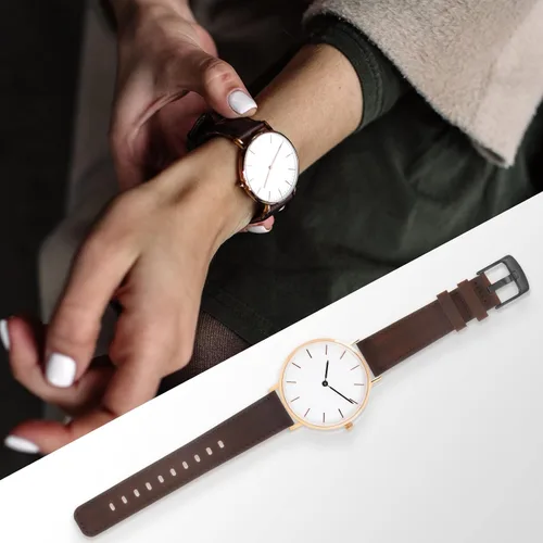 Miniatura 6 de HARFINGTON Correa de reloj de cuero genuino de liberación rápida para hombres y mujeres