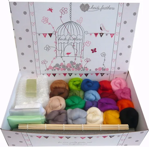heidifeathers Kit de fieltro húmedo en caja premium - 20 colores merino