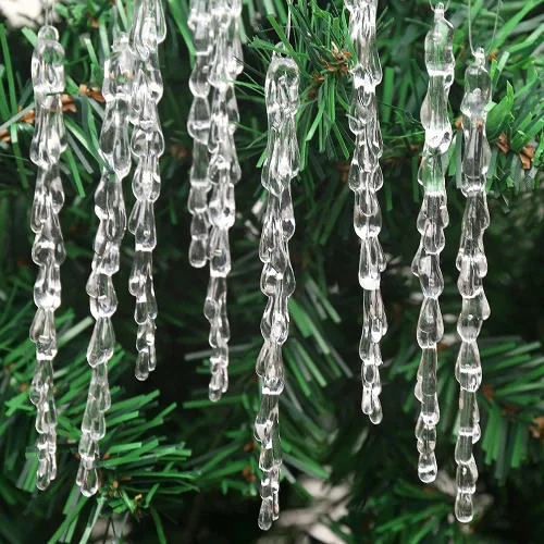 Adornos de carámbanos de 25 piezas, juego de colgantes de carámbanos, decoración de Navidad, carámbanos acrílicos transparentes con cordón de