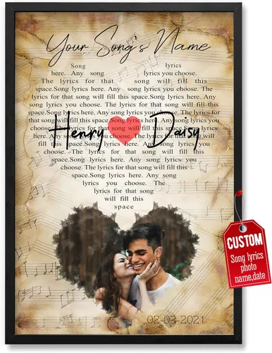 H-DEWALL Póster personalizado de letras de canciones, regalos románticos para él, artista de canción, póster personalizado, música, crea fotos, tu