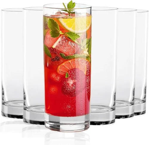 LEMONSODA Juego de vasos Highball prémium de 12 oz/15 onzas, elegantes vasos Tom Collins, vasos altos para beber agua, cristalería de bar para