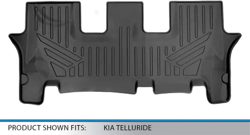 Miniatura 3 de SMARTLINER Juego de alfombrillas negras de tercera fila para todo tipo de clima, compatibles con Kia Telluride/Hyundai Palisade 2020-2023 con banco