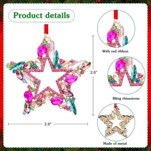 Miniatura 7 de WaaHome Adornos de Navidad de Estrellas Iridescentes Adornos de Estrella de Navidad de Metal Adornos de Estrella Colgante para Árbol de Navidad