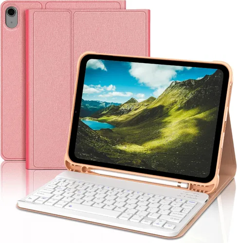 Miniatura 16 de KVAGO Funda para iPad (A16) de 11ª y 10ª generación con teclado, teclado desmontable inalámbrico retroiluminado de 7 colores, funda de teclado folio