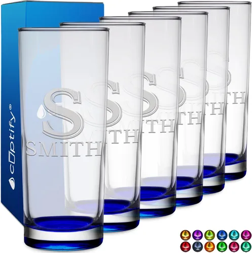 Miniatura 13 de Highball personalizado de 10.5 onzas con fondo negro, vaso Collins alto personalizado, cóctel de bebida mixta recta, inicial con nombre de regalo