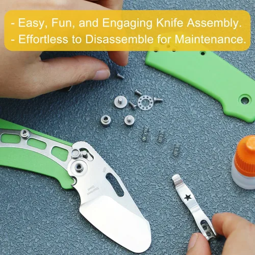 Miniatura 5 de JIN Rhino Jr. Cuchillo de bolsillo para niños, cuchillo juguete para hacer malabares, kit de bricolaje, hoja de acero de 1.97” no afilada, punta