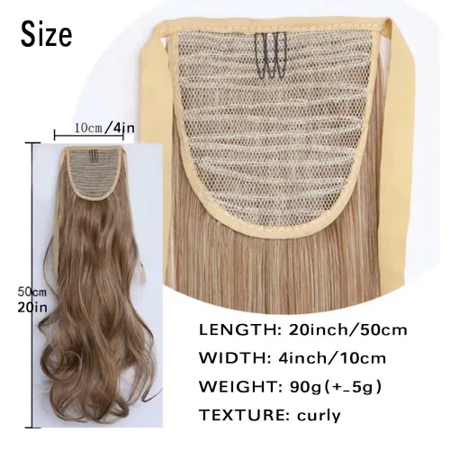 Miniatura 2 de Extensión de cabello sintético rizado con clip, cola de caballo larga, con clip, para niñas, mujeres y mujeres