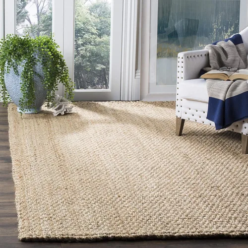 Miniatura 3 de SAFAVIEH Alfombra de Área 9x12 pies - Colección de Fibra Natural - Grande - Marrón Natural, Yute Hecho a Mano, Diseño de Tejido de Canasta (NF401A)